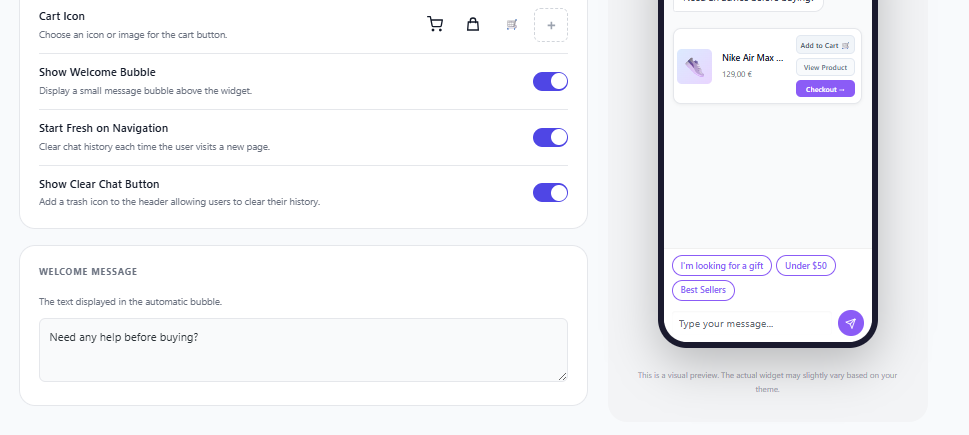 Appearance Advanced Settings