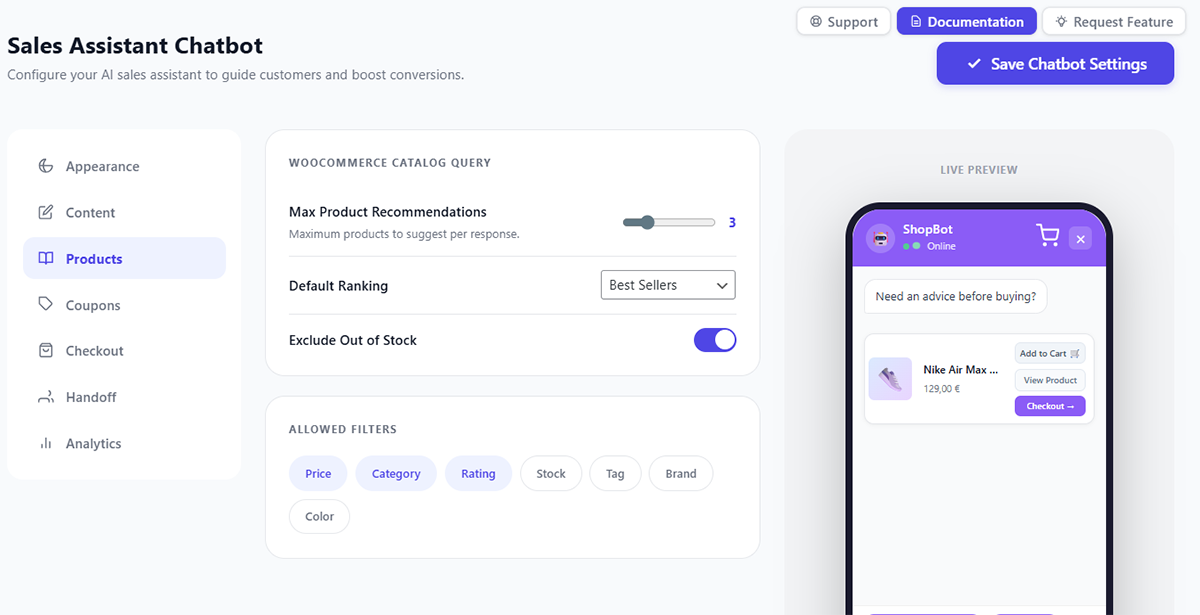 Product Settings