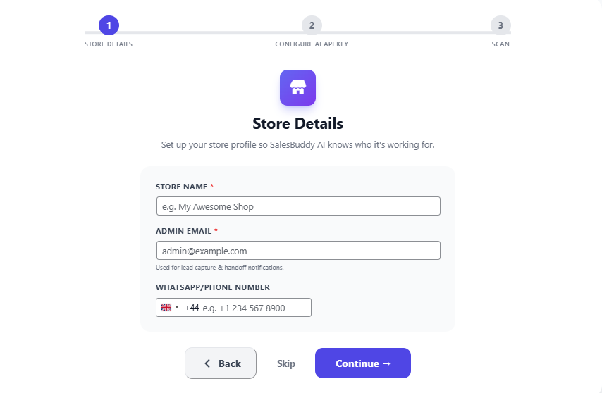 Store Details Configuration
